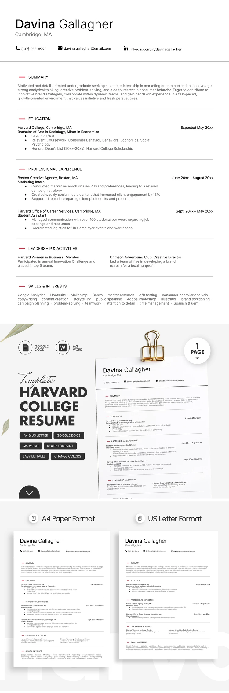 Harvard College Resume Template - free Google Docs Template - 10071231 Harvard College Resume Template - free Google Docs Template - 10071231