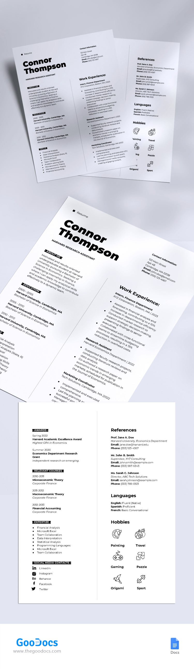 Free Harvard Style Resume Template in Google Docs and Microsoft Word ...