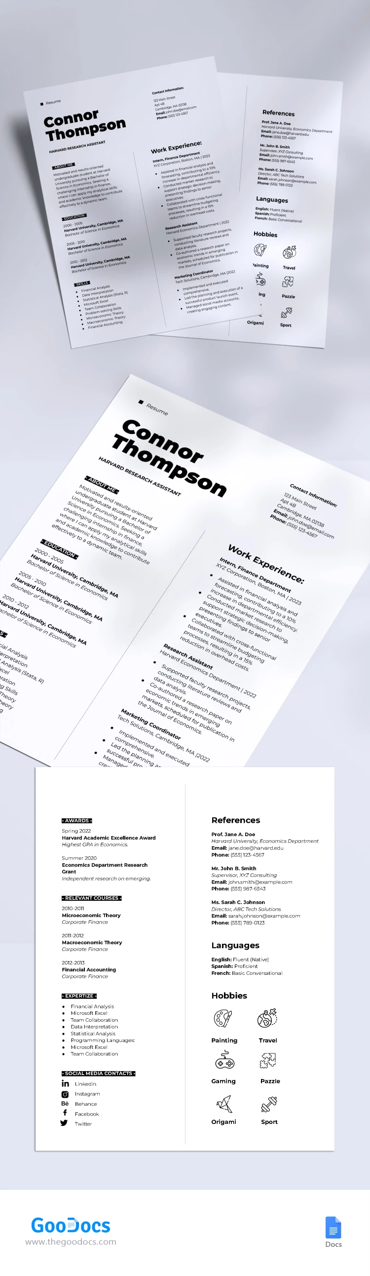 Harvard Style Resume - free Google Docs Template - 10067898