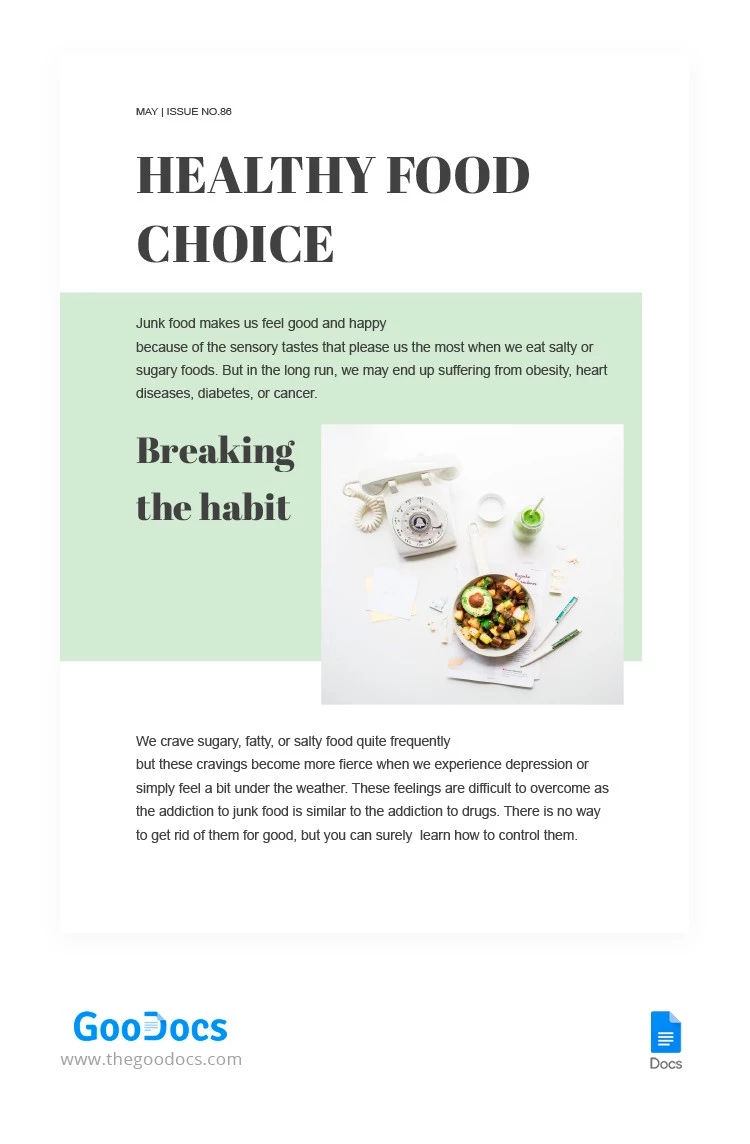 绿色健康食品文章 - free Google Docs Template - 10062136