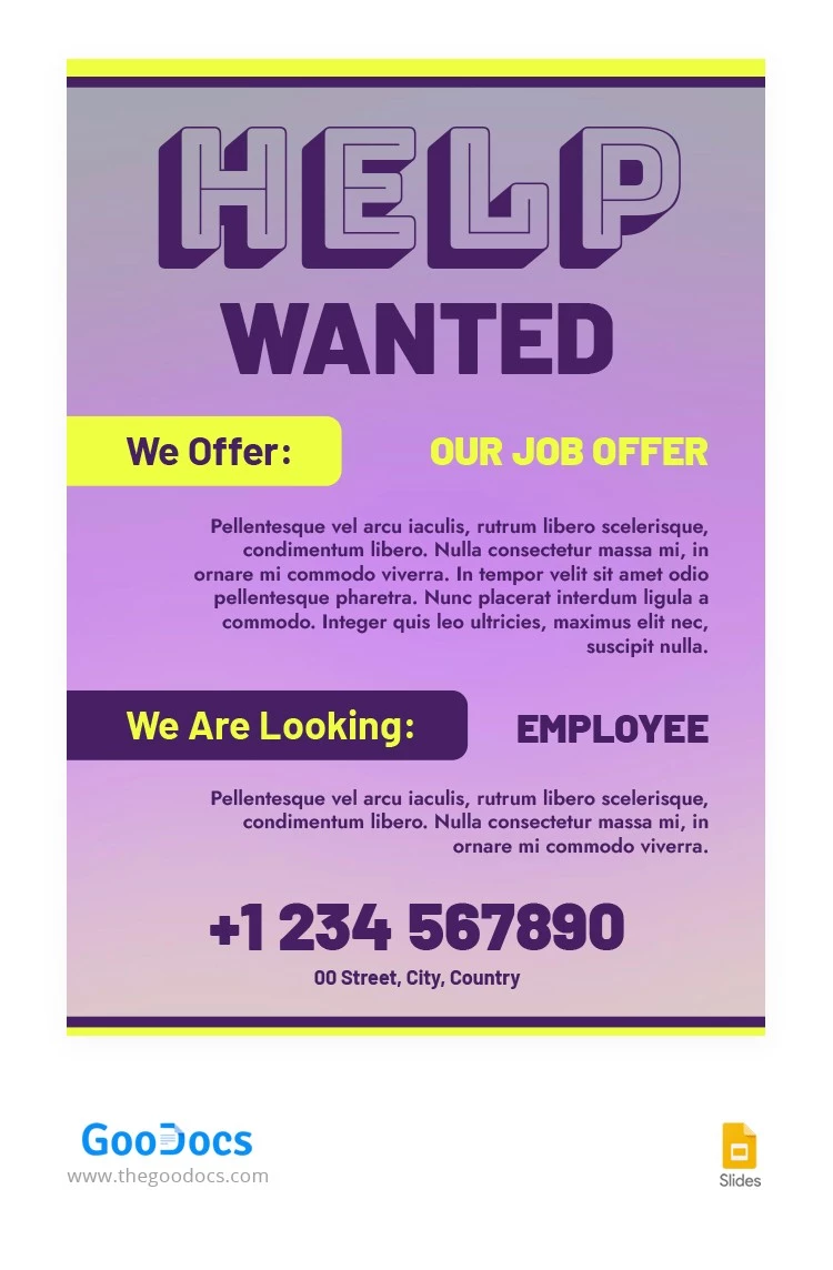Help Wanted Bright Poster - free Google Docs Template - 10066060