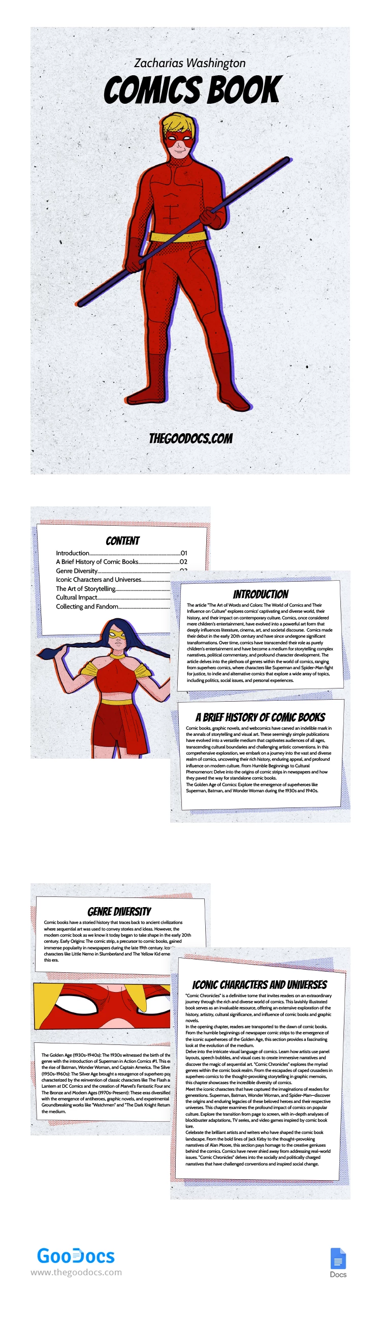História em Quadrinhos Heroica Minimalista - free Google Docs Template - 10066868