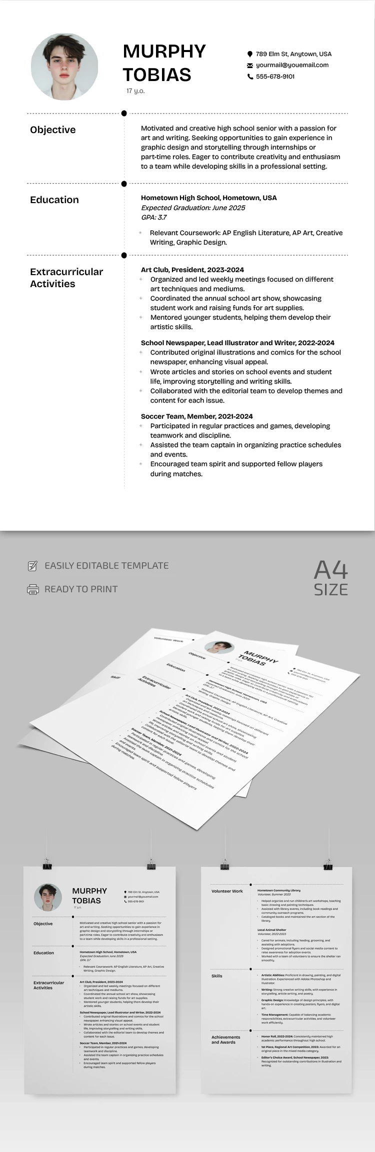 High School Resume - free Google Docs Template - 10069154