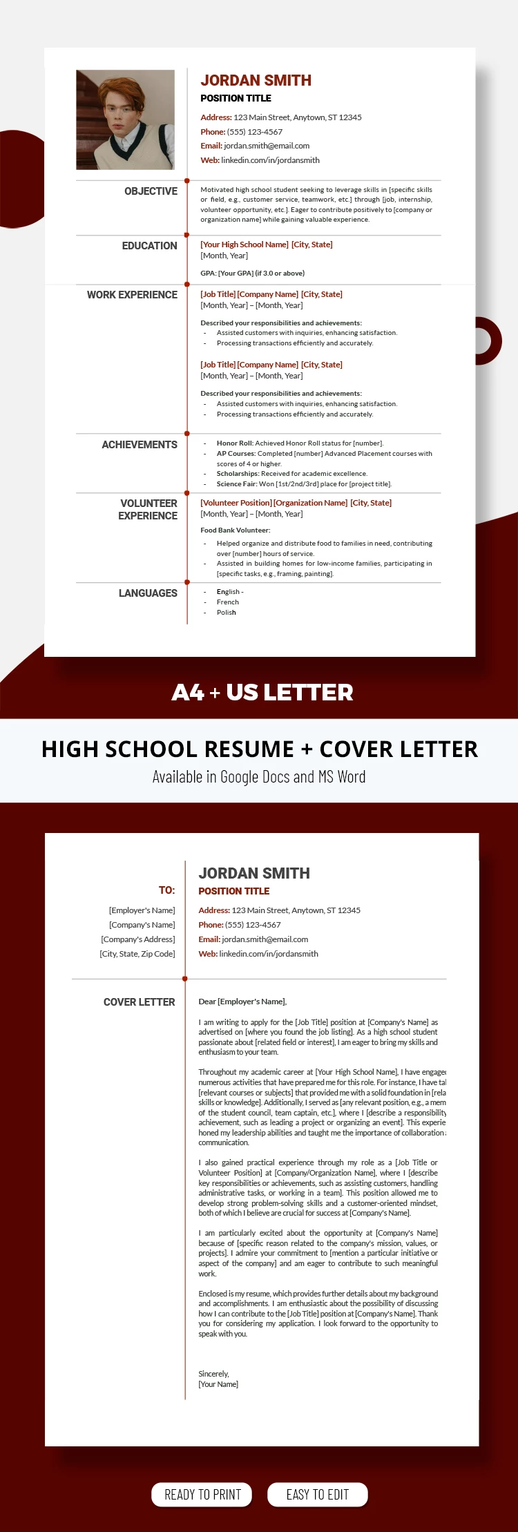 Curriculum Vitae Formale di Scuola Superiore - free Google Docs Template - 10061619