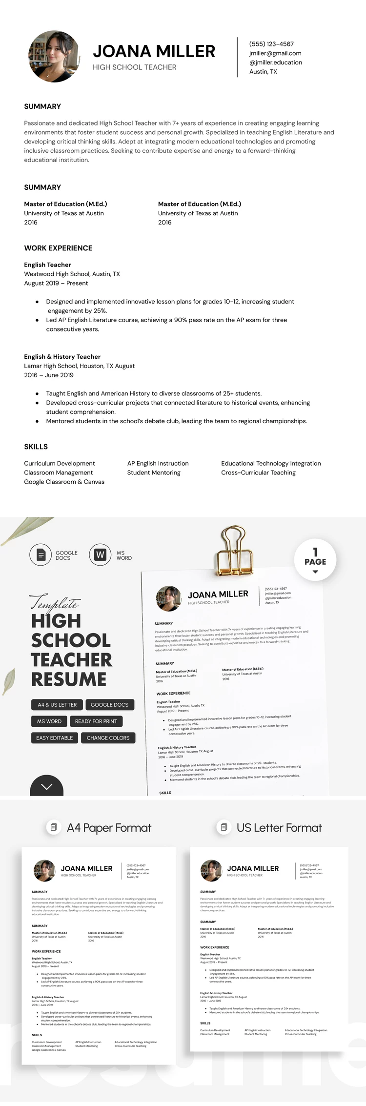 High School Teacher Resume Template - free Google Docs Template - 10071415 High School Teacher Resume Template - free Google Docs Template - 10071415