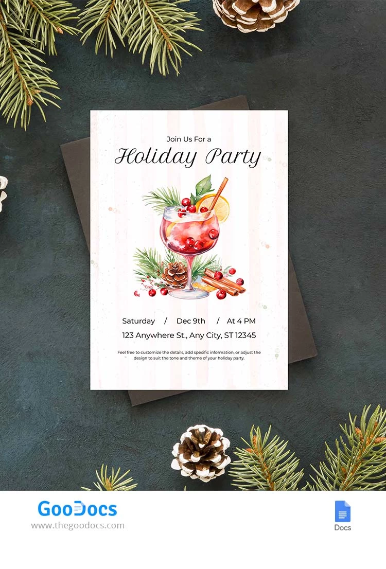 Holiday Party Invitation - free Google Docs Template - 10067767