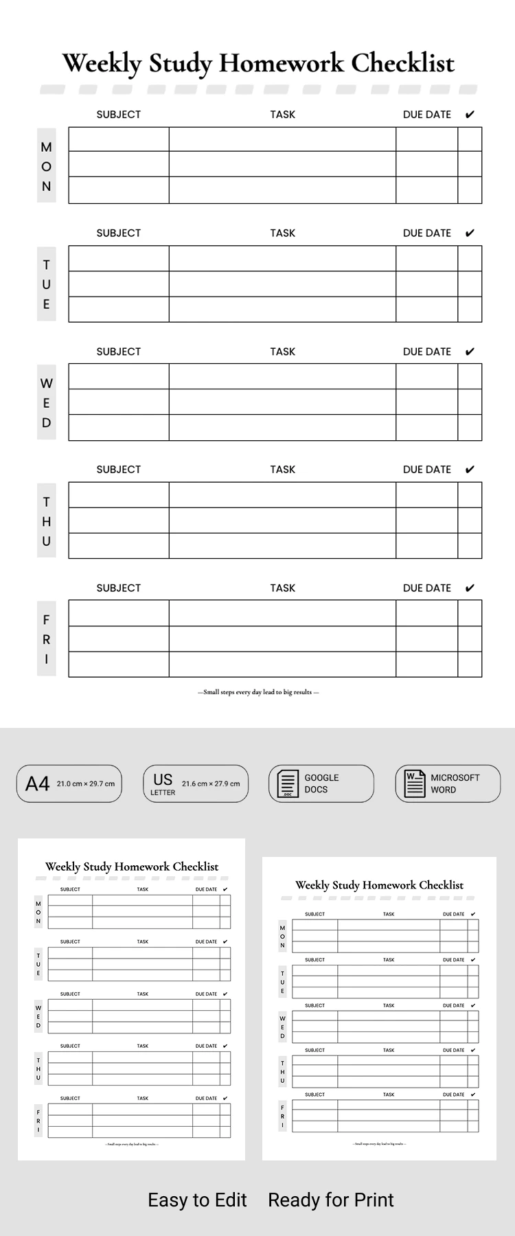 Modello di lista di controllo per i compiti per gli studenti - free Google Docs Template - 10072366