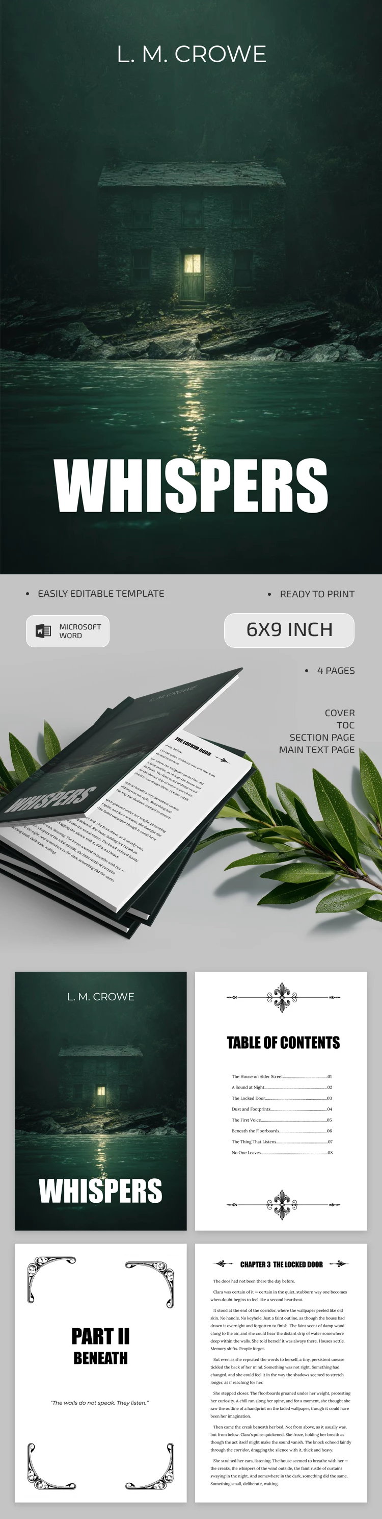 Preview of Horror Book Template for Google Docs and Microsoft Word