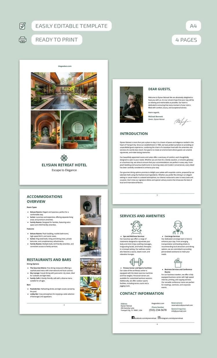 Brochure dell'hotel - free Google Docs Template - 10069100