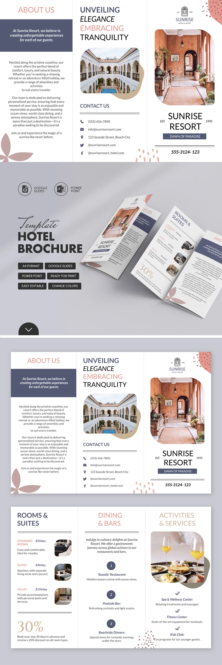 Folleto del Hotel Perfecto - free Google Docs Template - 10069634