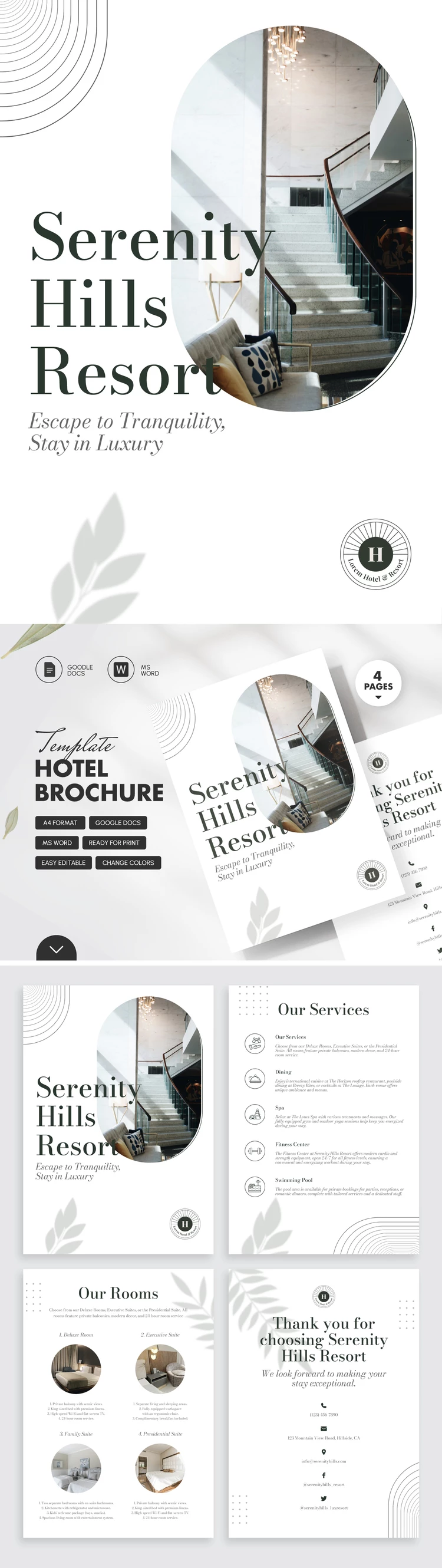 Elegante Brochure dell'Hotel - free Google Docs Template - 10069500