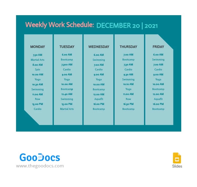 Hour Work Week Schedule - free Google Docs Template - 10062823