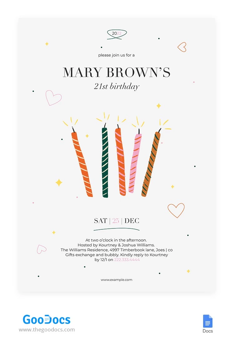 Illustrated Birthday Invitation - free Google Docs Template - 10065182