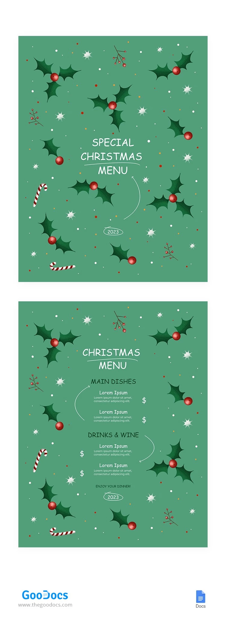 Menu de Natal ilustrado - free Google Docs Template - 10065002