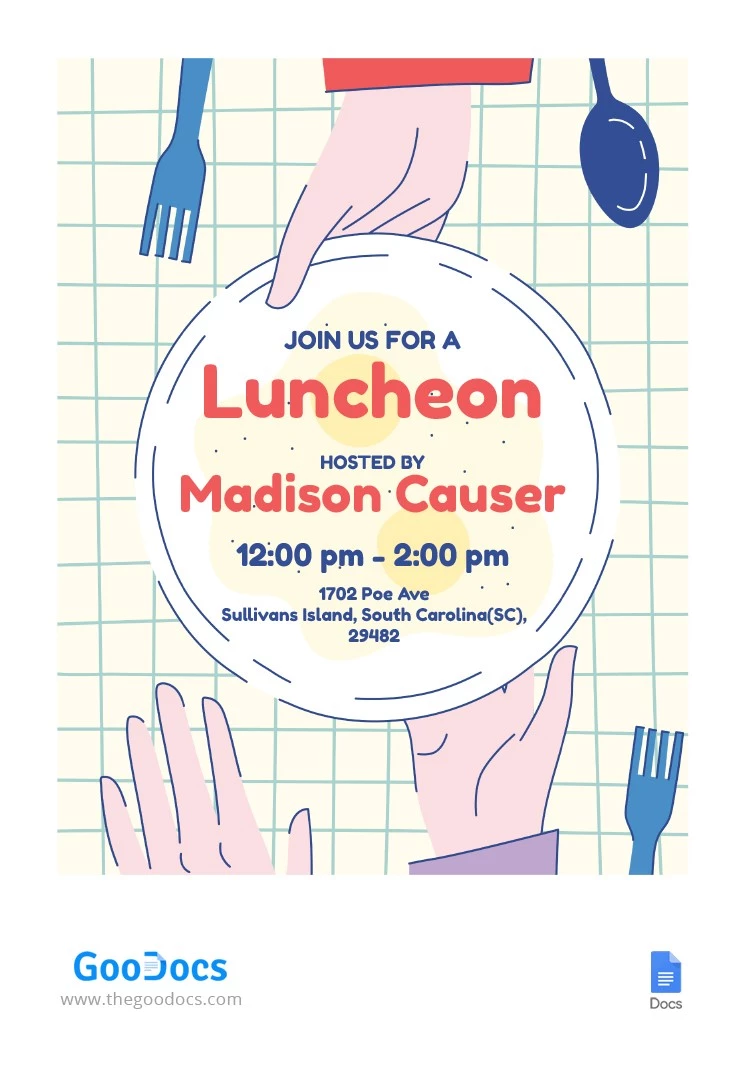 Invitación ilustrada para el almuerzo - free Google Docs Template - 10064609