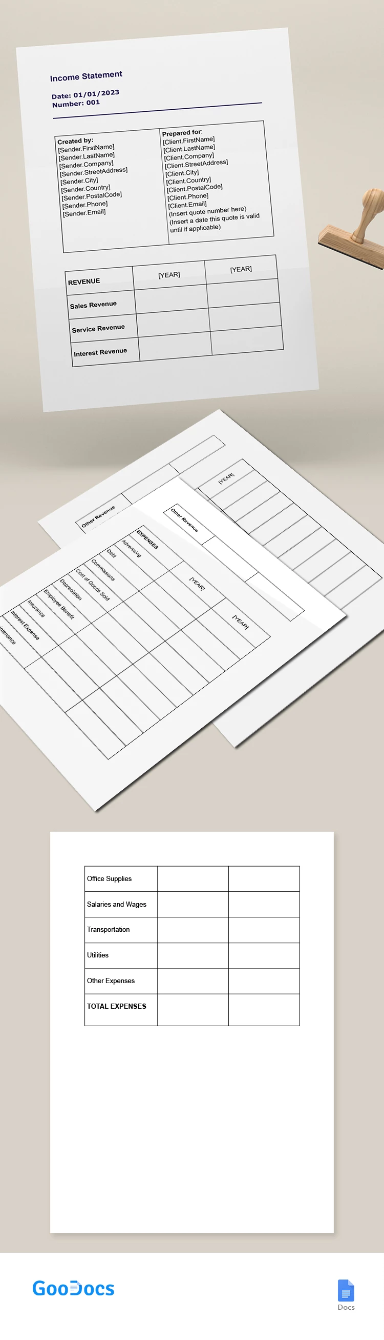 Gewinn- und Verlustrechnung im minimalistischen Stil - free Google Docs Template - 10065551