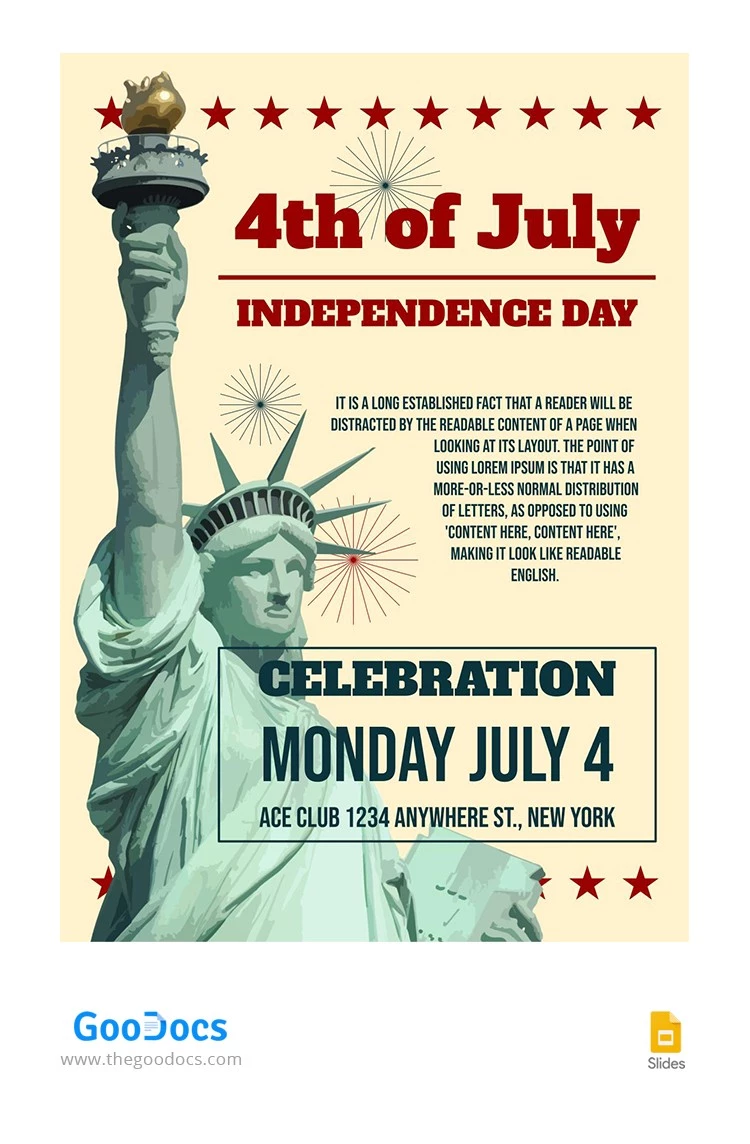 Cartaz do Dia da Independência - free Google Docs Template - 10064129