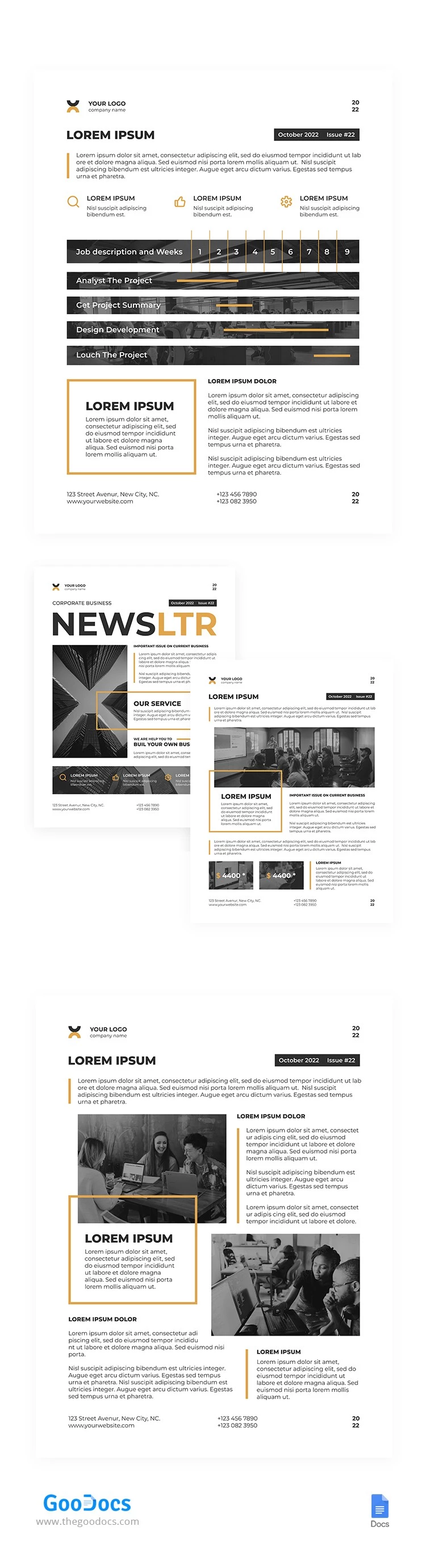 Informative Corporate Newsletter - free Google Docs Template - 10064824