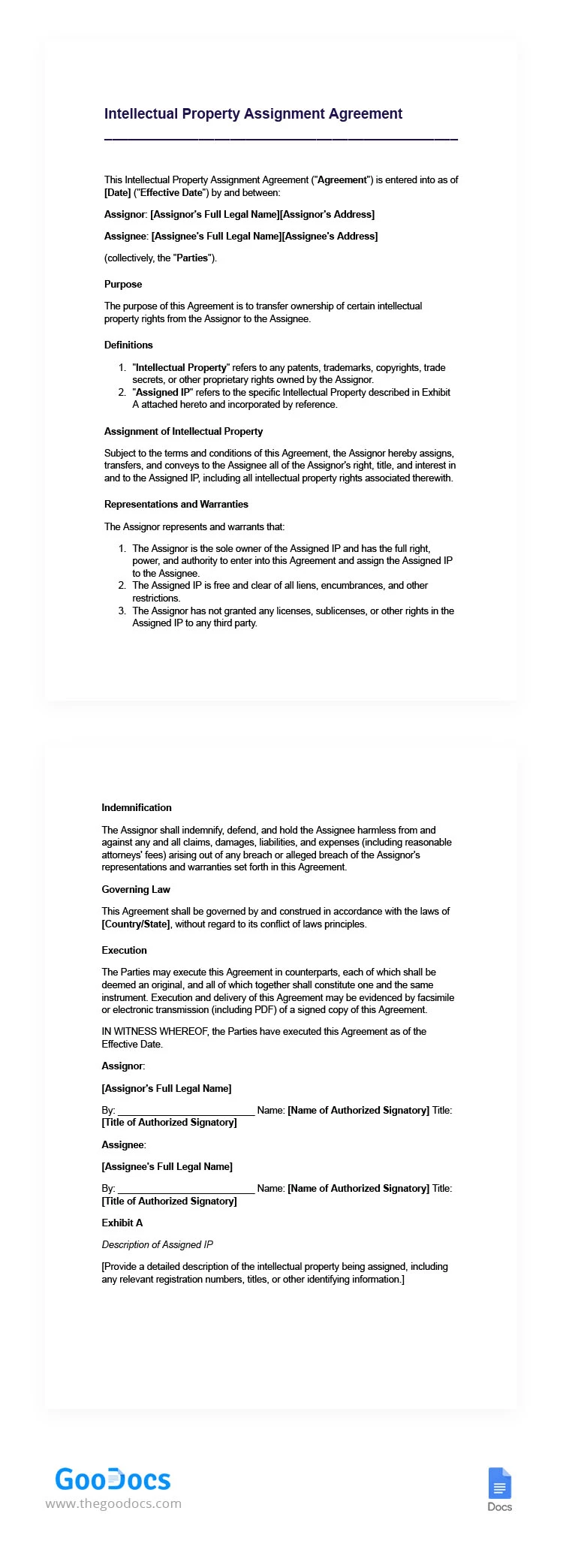 Intellectual Property Assignment Agreement - free Google Docs Template - 10066796