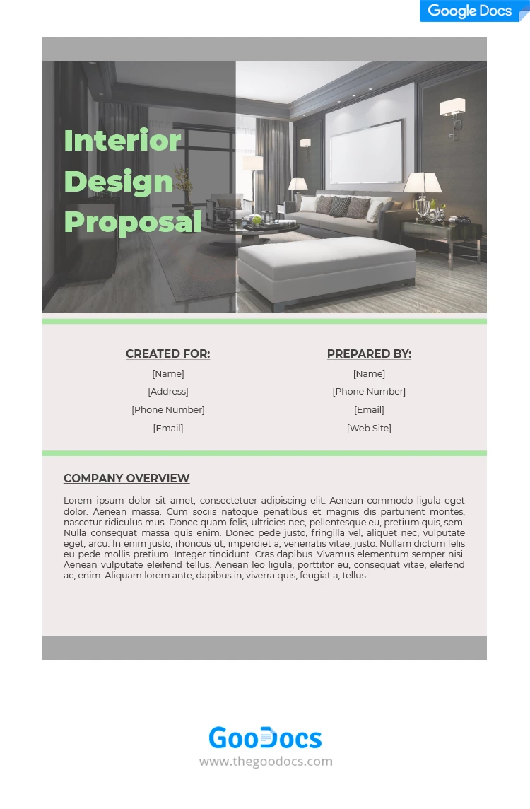Interior Design Proposal - free Google Docs Template - 10062029
