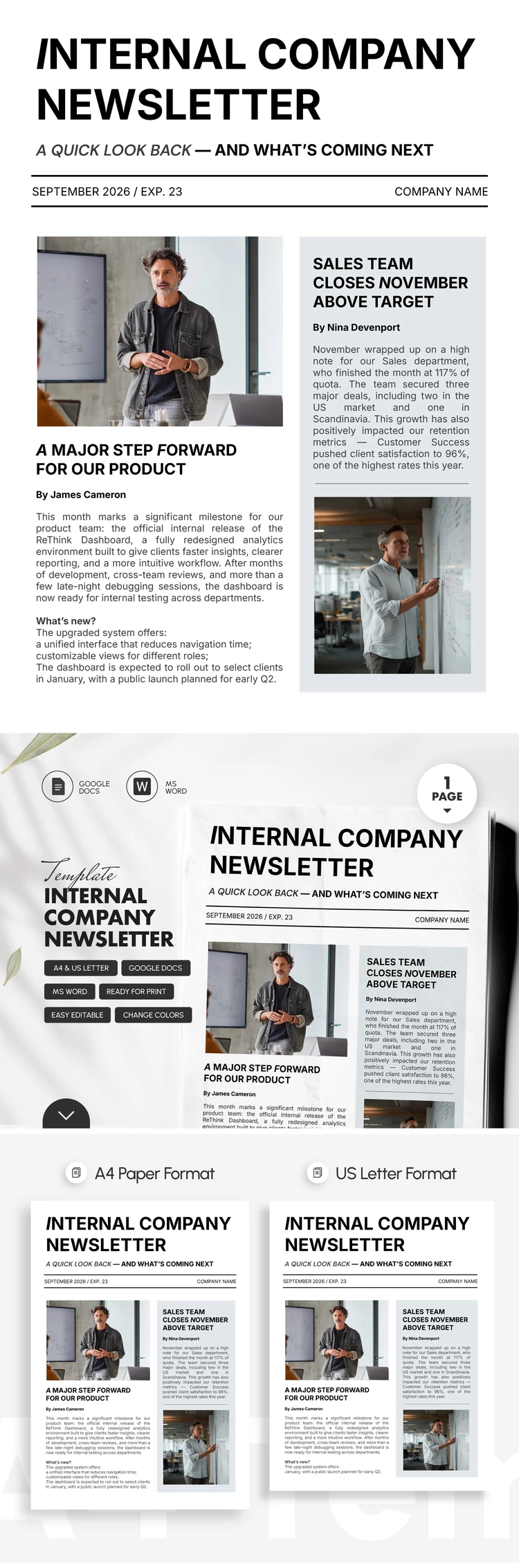 Modèle de bulletin d'information interne de l'entreprise - free Google Docs Template - 10072374