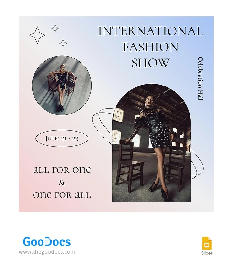 Desfile Internacional de Moda! Postagem no Facebook - free Google Docs Template - 10063536