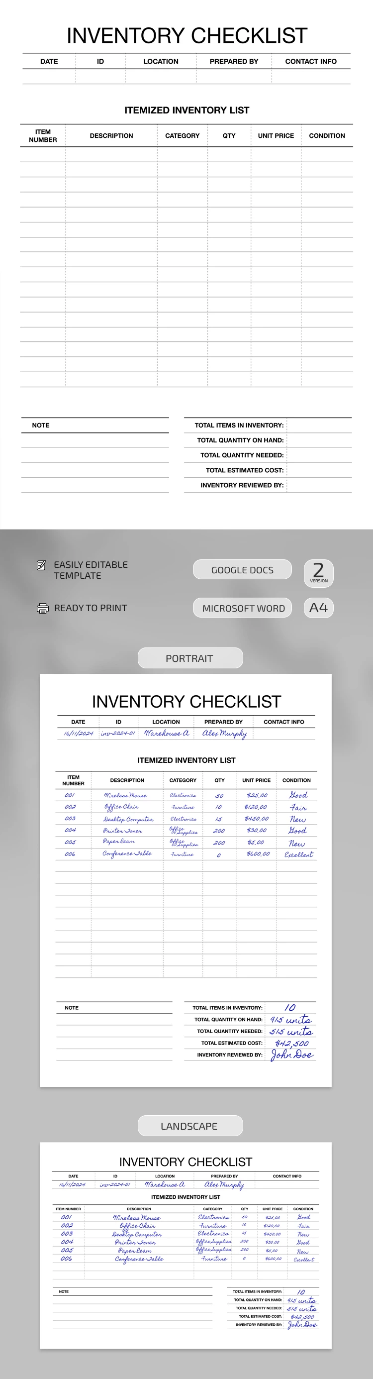 Lista de Verificação de Inventário - free Google Docs Template - 10069359