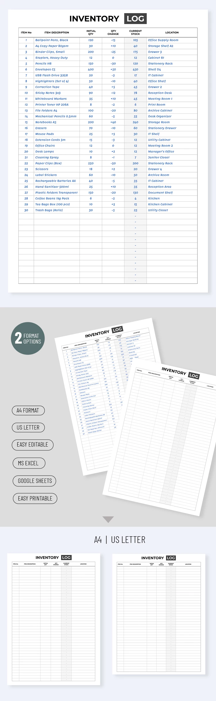 Inventory Log Template - free Google Docs Template - 10072063