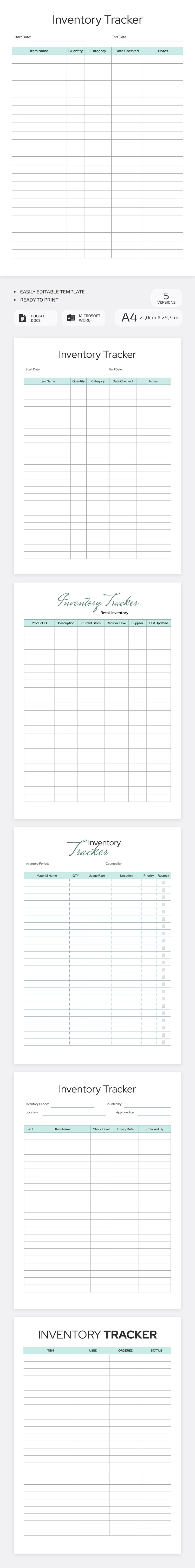 Inventory Tracker Checklist Template - free Google Docs Template - 10071594