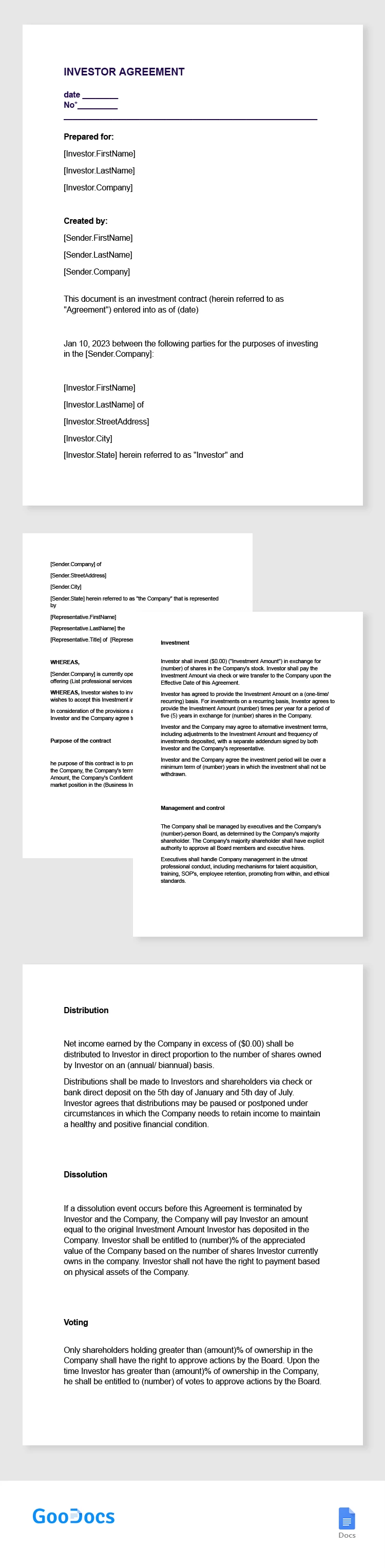 Acordo de Investidores - free Google Docs Template - 10065341