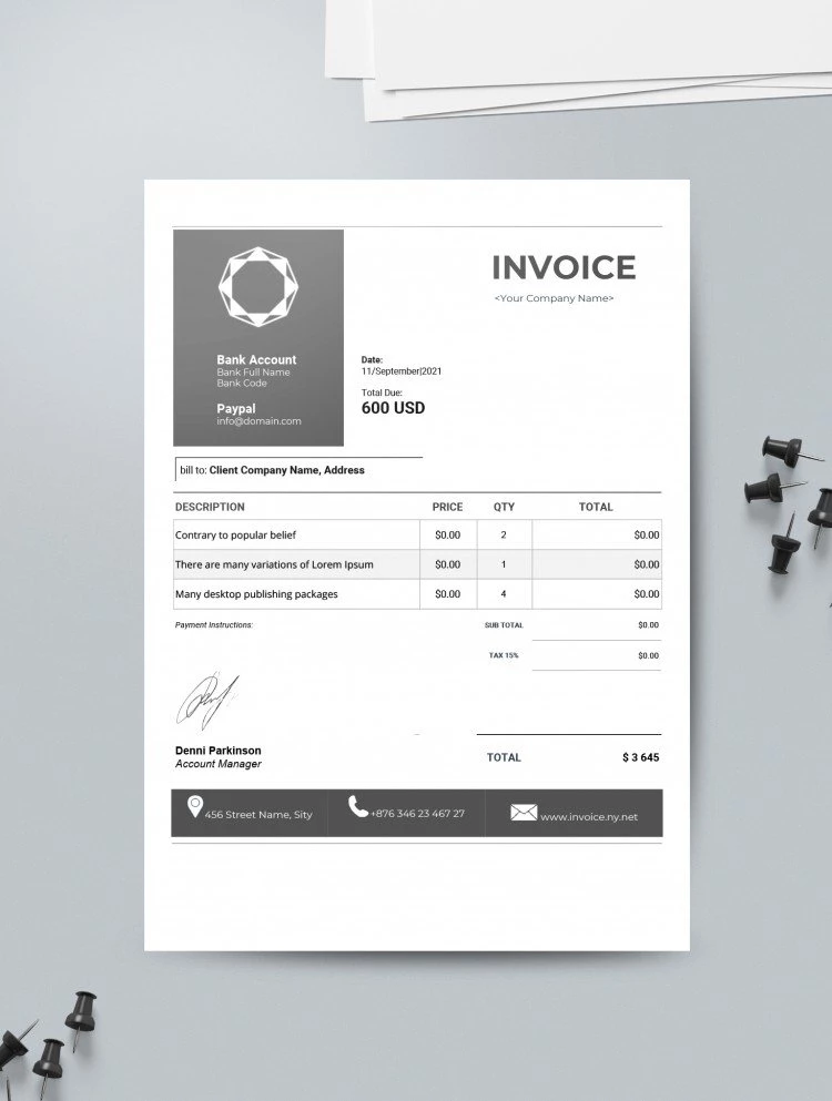 Gray Minimal Invoice - free Google Docs Template - 10061487