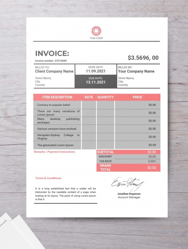 Company Invoice - free Google Docs Template - 10061488