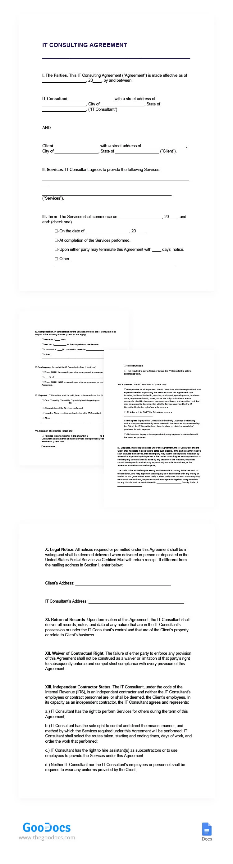 Contrato de Consultoría en Tecnologías de la Información - free Google Docs Template - 10066529
