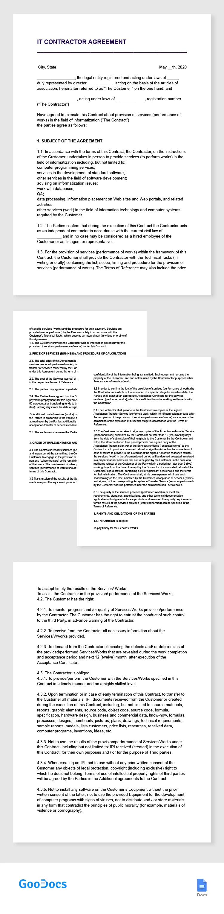 IT Contractor Agreement - free Google Docs Template - 10066304
