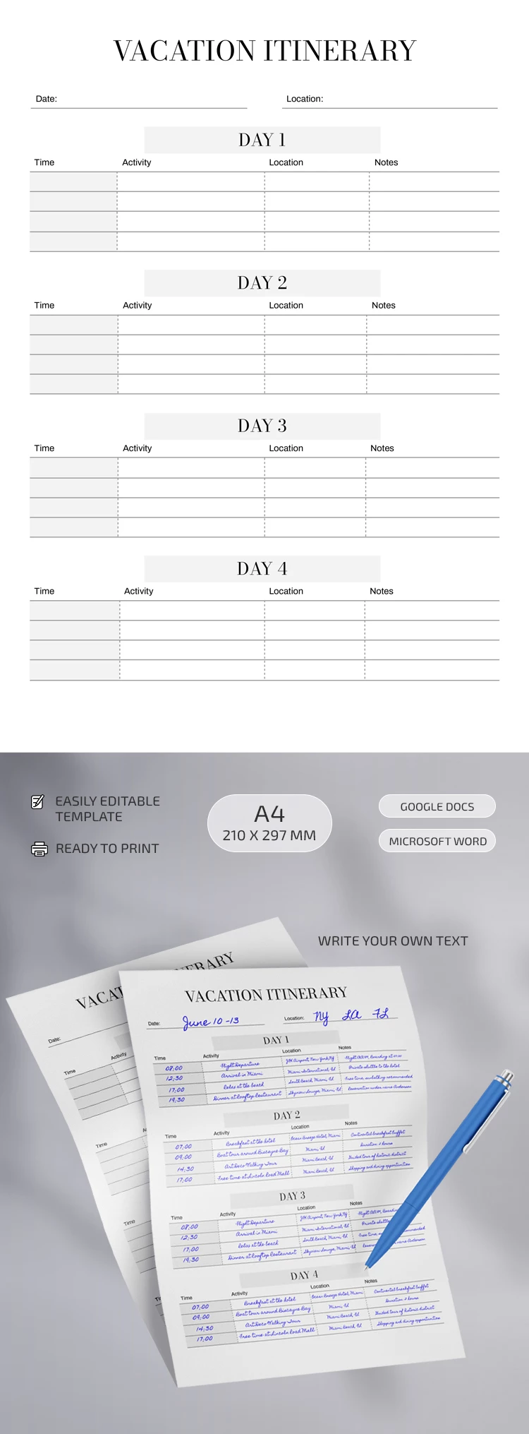 Itinerario strutturato - free Google Docs Template - 10069382