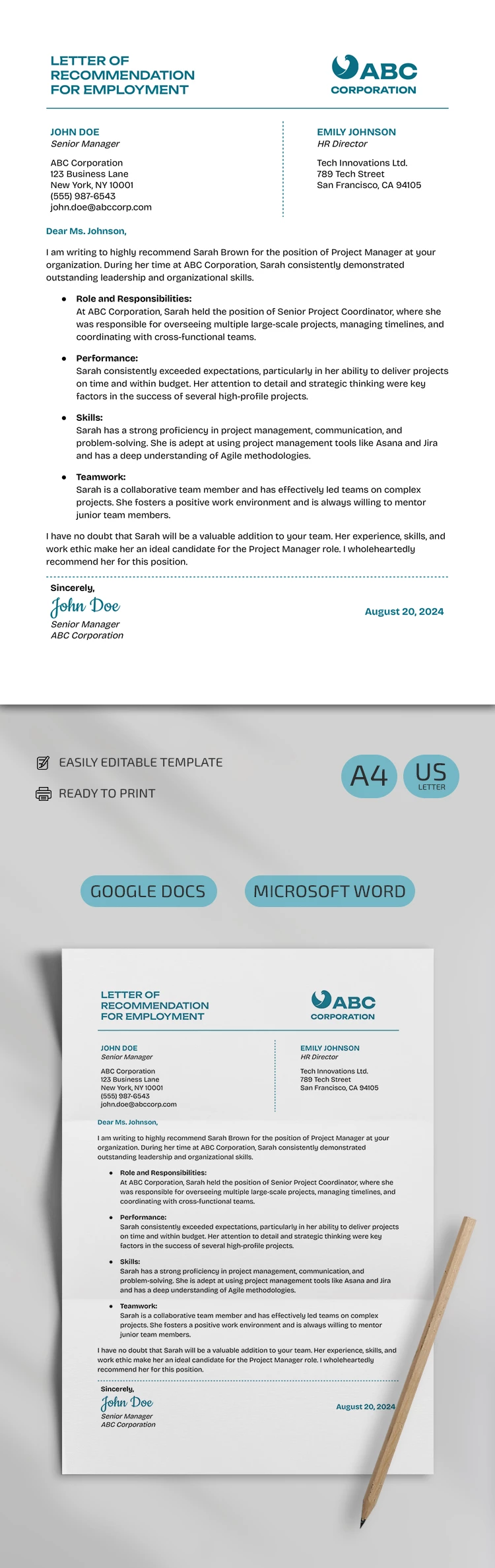 Lettera di Raccomandazione per il Lavoro - free Google Docs Template - 10069217