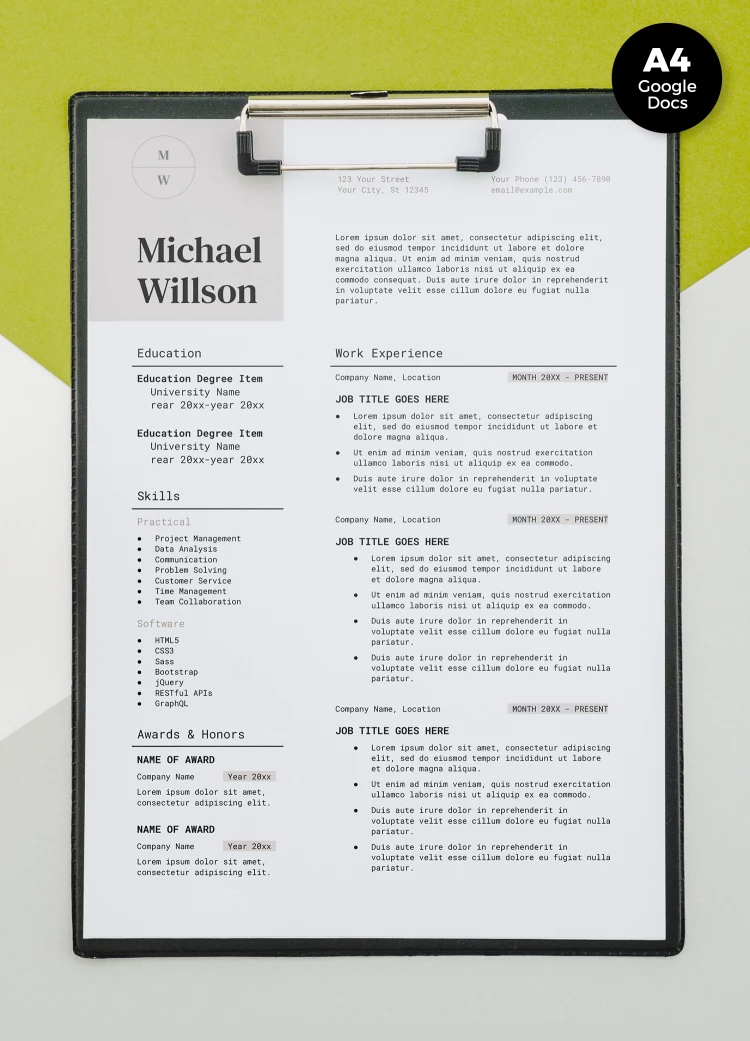 Curriculum Vitae - free Google Docs Template - 10068964