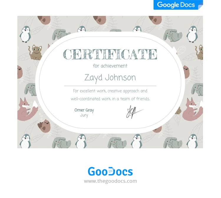 Certificado de Prêmio para Crianças Incríveis - free Google Docs Template - 10062003