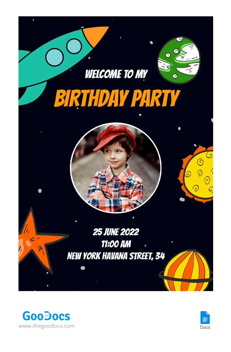 Flyer de fête d'anniversaire pour enfants - free Google Docs Template - 10065039