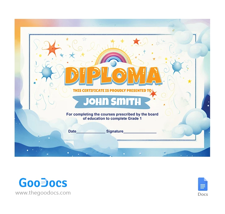 Kids Certificate - free Google Docs Template - 10066570