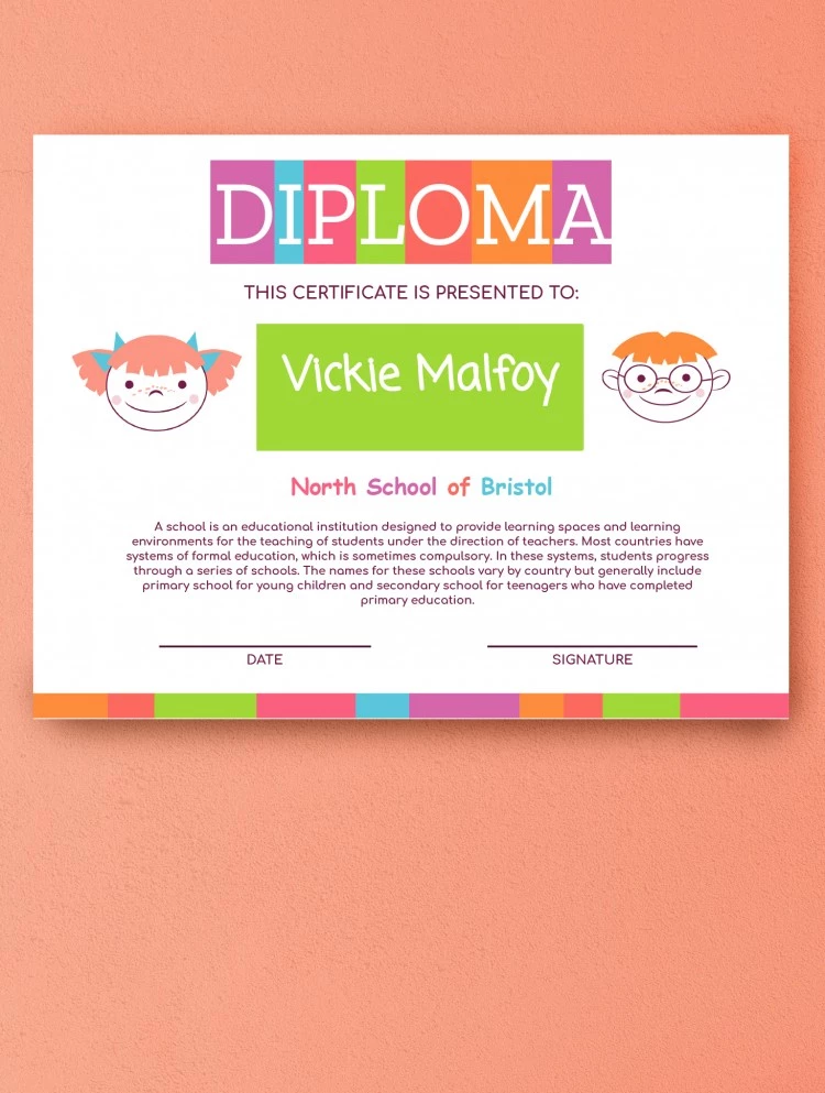 Simple Kids Certificate - free Google Docs Template - 10061795