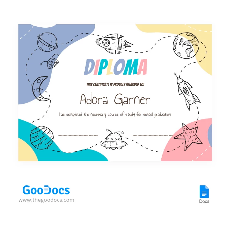 Kids Diploma - free Google Docs Template - 10066626