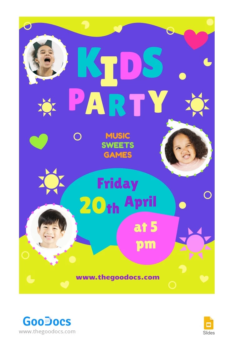 Invitación de fiesta para niños - free Google Docs Template - 10063138