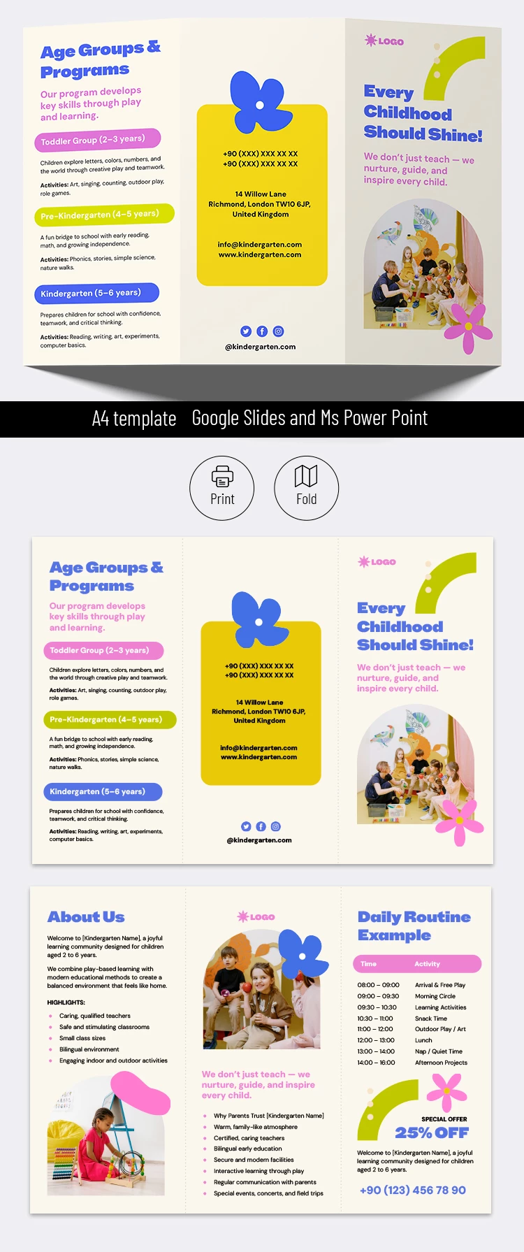 Kindergarten School Brochure Template - free Google Docs Template - 10071785