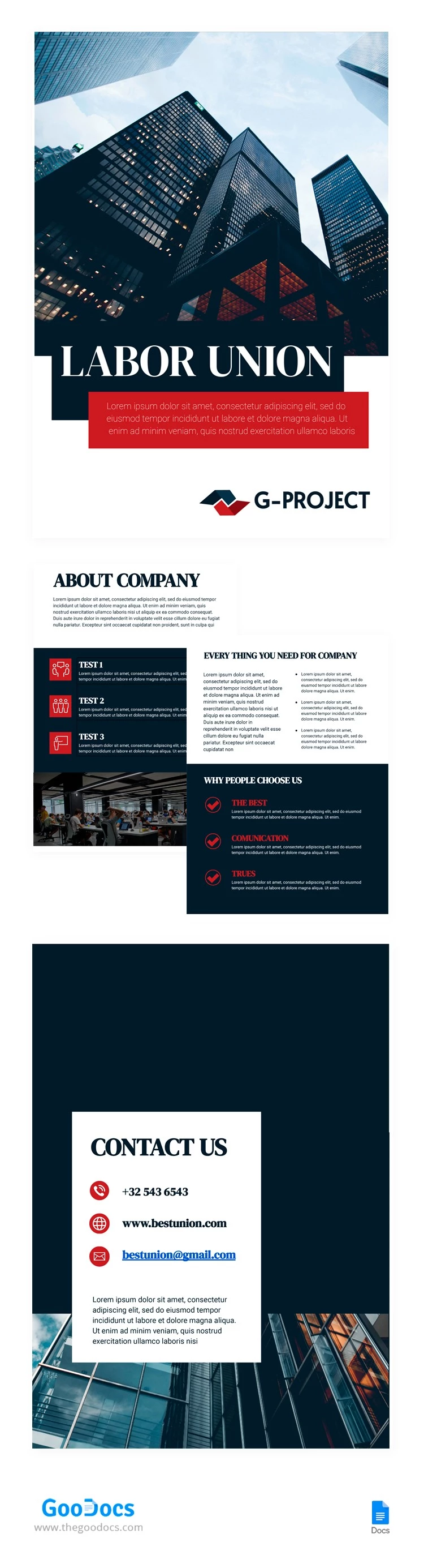 Brochure del sindacato lavorativo - free Google Docs Template - 10065750