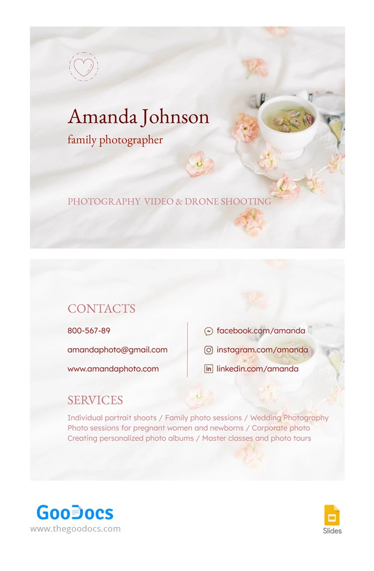 Cartão de visita para negócios de paisagismo floral - free Google Docs Template - 10066318