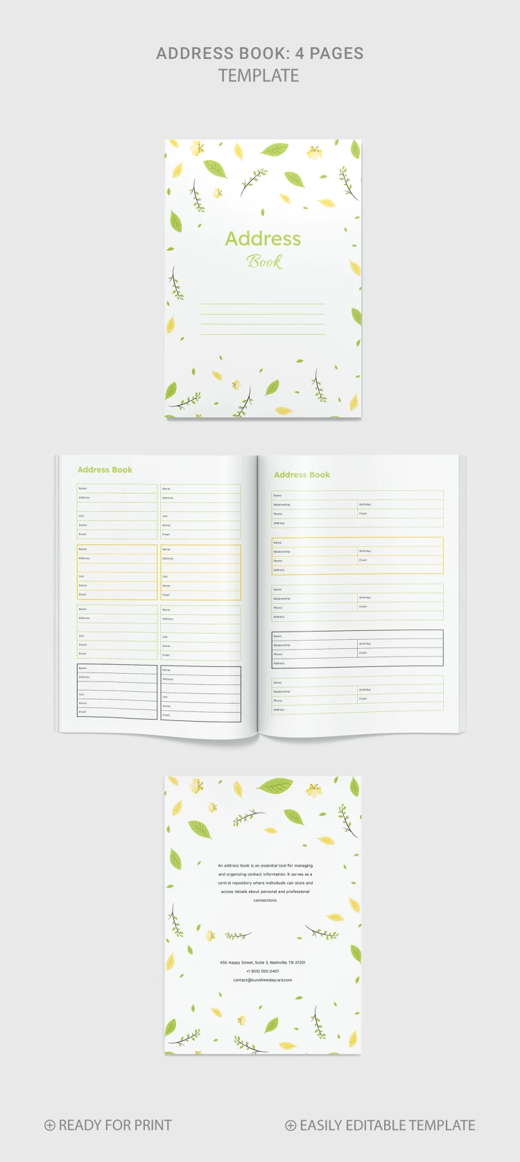 Large Print Address Book - free Google Docs Template - 10068859