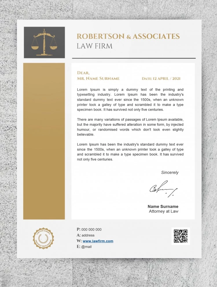 Law Firm Letterhead - free Google Docs Template - 10061660