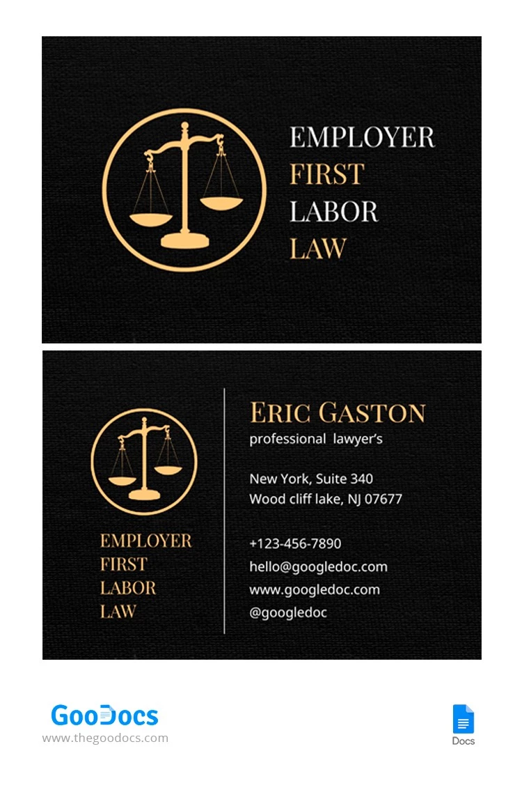 Carte de visite d'avocat - free Google Docs Template - 10064877