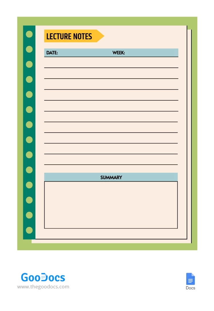 Notes de cours - free Google Docs Template - 10063652